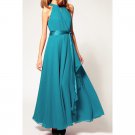 OASAP Slit Halter Evening Maxi Dress, acid blue, XL, OP39235