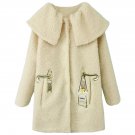 OASAP Merci Girl Lamb Women Long Sleeves Wool Coat, cream, XS, OP53352