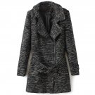 OASAP Elegant Women Long Sleeves Deep Heather Grey Knit Coat, deep grey, XL, OP53341