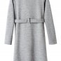OASAP Goddess Women Long Sleeves Waist-tie Solid Grey Knit Coat, grey, S, OP53336