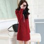 OASAP Inviting Women Long Sleeves Hooded Wool Coat, burgundy, M, OP53329