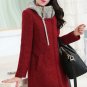 OASAP Inviting Women Long Sleeves Hooded Wool Coat, coral, M, OP53329