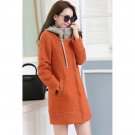 OASAP Inviting Women Long Sleeves Hooded Wool Coat, orange, M, OP53329