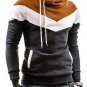 Man Long Sleeves Stylish Color Block Drawstring Fleece Hoodies, camel&white&deep grey, XS, OP46329