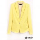 Refined Candy Color Blazer Women Foldable Sleeve Outwear Jacket Female Suit, yellow, XS, OP43211
