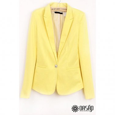 Refined Candy Color Blazer Women Foldable Sleeve Outwear Jacket Female Suit, yellow, XS, OP43211