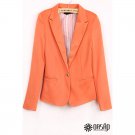 Refined Candy Color Blazer Women Foldable Sleeve Outwear Jacket Female Suit, orange, M, OP43211