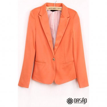 Refined Candy Color Blazer Women Foldable Sleeve Outwear Jacket Female Suit, orange, M, OP43211