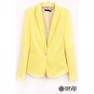 Refined Candy Color Blazer Women Foldable Sleeve Outwear Jacket Female Suit, yellow, M, OP43211