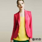 Refined Candy Color Blazer Women Foldable Sleeve Outwear Jacket Female Suit, hot pink, XL, OP43211