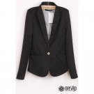 Refined Candy Color Blazer Women Foldable Sleeve Outwear Jacket Female Suit, black, L, OP43211