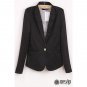 Refined Candy Color Blazer Women Foldable Sleeve Outwear Jacket Female Suit, black, L, OP43211