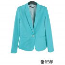 Refined Candy Color Blazer Women Foldable Sleeve Outwear Jacket Female Suit, aqua, XL, OP43211