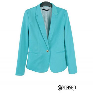 Refined Candy Color Blazer Women Foldable Sleeve Outwear Jacket Female Suit, aqua, XL, OP43211