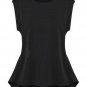 Lovely Crochet Lace Peplum Top Women Sleeveless Boat Neckline Blouse, yellow, S, OP44168