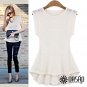 Lovely Crochet Lace Peplum Top Women Sleeveless Boat Neckline Blouse, yellow, L, OP44168