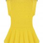 Lovely Crochet Lace Peplum Top Women Sleeveless Boat Neckline Blouse, black, XL, OP44168