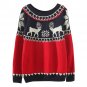 OASAP Cute Women Round Neckline Long Sleeves Deer Print Color-Blocked Sweater, OP53178