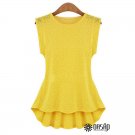 Lovely Crochet Lace Peplum Top Women Sleeveless Boat Neckline Blouse, yellow, XL, OP44168