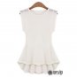 Lovely Crochet Lace Peplum Top Women Sleeveless Boat Neckline Blouse, ivory, L, OP44168