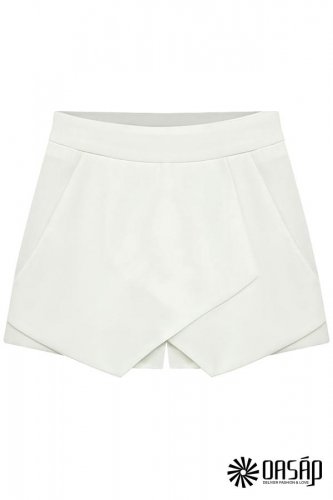 Stunning Solid Tulip Shorts Women Side Zipper High Waisted Shorts, white, XXL, OP44376