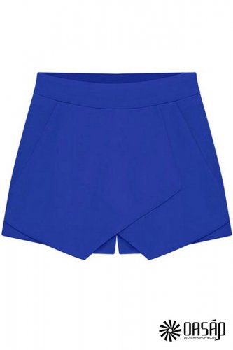 Stunning Solid Tulip Shorts Women Side Zipper High Waisted Shorts, royal blue, L, OP44376