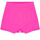 Stunning Solid Tulip Shorts Women Side Zipper High Waisted Shorts, hot pink, XL, OP44376