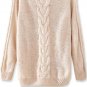 OASAP Warm Women Long Sleeves Ribbed Diamond Cable Sweater, ivory, one size, OP44585