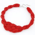 OASAP Beaded Multi-strand Necklace, red, one size, OP37233