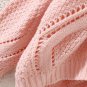 Solid Crochet Rhombus-Pattern Sweater Casual Round Neckline Top, coral, one size, OP43493