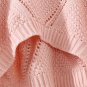 Solid Crochet Rhombus-Pattern Sweater Casual Round Neckline Top, coral, one size, OP43493
