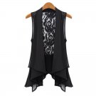 OASAP Lace Back Chiffon Vest, black, S, OP37246