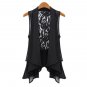 OASAP Lace Back Chiffon Vest, black, L, OP37246