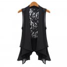 OASAP Lace Back Chiffon Vest, black, XL, OP37246