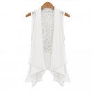 OASAP Lace Back Chiffon Vest, white, L, OP37246