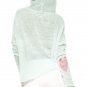 OASAP Women Long Sleeves Heart Crush Open Knit Hooded Sweater, aqua, one size, OP53812