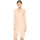 OASAP Women Nude Asymmetrical Wrap Mini Dress, nude, M, OP53816