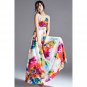OASAP Women Vintage Plunging V Neck Sleeveless Floral Maxi Dress, multi, S, OP53860