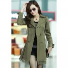 OASAP Lace Paneled Double-breasted A-line Coat, olive, XXL, OP34168