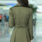 OASAP Lace Paneled Double-breasted A-line Coat, olive, XXL, OP34168