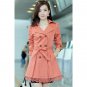 OASAP Lace Paneled Double-breasted A-line Coat, orange, XXXL, OP34168