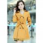 OASAP Lace Paneled Double-breasted A-line Coat, yellow, XL, OP34168