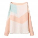 OASAP Classic Women Long Sleeves Color-Blocked Blush Sweater, blush, one size, OP54224