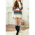 OASAP Deer Pattern Colored Loose Jumper, cream, one size, OP16180