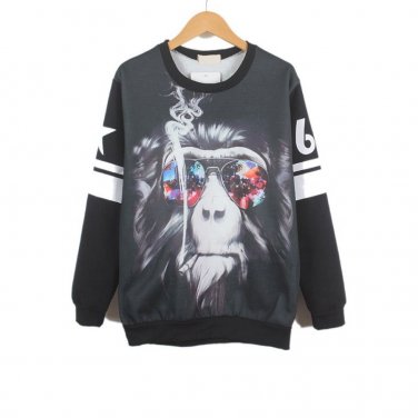 OASAP Smoking Gorilla Fleece Sweatshirt, black, one size, OP35539