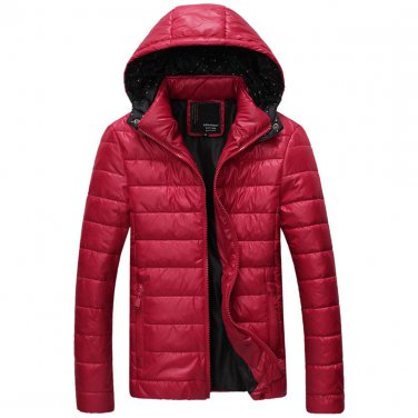 OASAP Cozy Sleek Hooded Man Long Sleeves Puffer Coat, red, S, OP54549