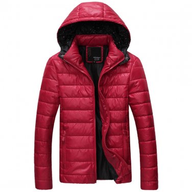 OASAP Cozy Sleek Hooded Man Long Sleeves Puffer Coat, red, L, OP54549