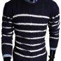 OASAP Classic Stripe Print Slim Cable Knit Man Sweater, navy, XS, OP54548