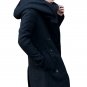 OASAP Black Padded Wool Trench Hooded Man Long Sleeves Coat, black, XS, OP54413