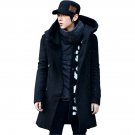 OASAP Black Padded Wool Trench Hooded Man Long Sleeves Coat, black, M, OP54413